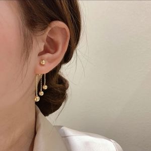 Gold Pea Tassel Earrings